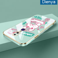 เคส Dienya สำหรับ OPPO F11 Pro เคส A9x 2019 A9ลายการ์ตูนน่ารักโชคดีน่ารักใหม่กรอบสี่เหลี่ยมชุบซิลิก้าเจลนิ่มกันกระแทกเคสมือถือฝาครอบป้องกันเลนส์กล้องถ่ายรูป