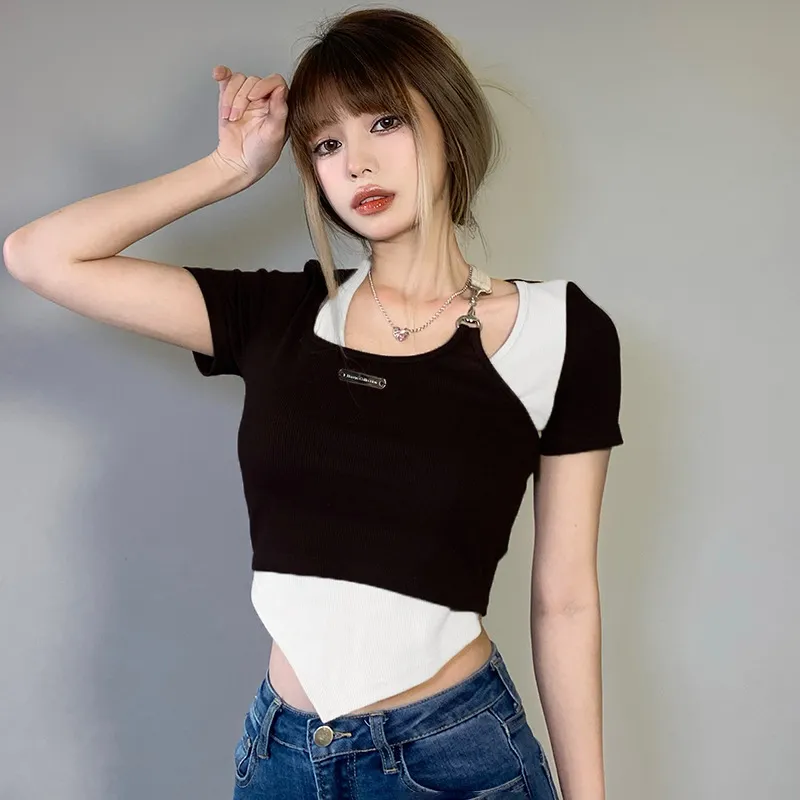 Girdear T-shirt for woman int one size Asymmetric neckline korean