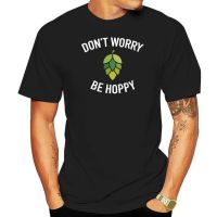 เสื้อยืดผ้าฝ้ายพิมพ์ลาย เสื้อเชิ้ต ลาย Dont Worry Be Hoppy สีเบียร์  T6LG