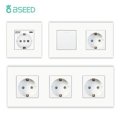 BSEED Light Switch With EU Wall Sockets Home Wall Switches 1/2/3Gang 1Way Backlight Plastic Frame Panel USB Charge Wall Sockets