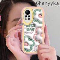 เคส Chenyyka สำหรับ Infinix Hot 11S NFC ดอกไม้สีครีม3มิติลายคลื่นต้นฉบับเคสโทรศัพท์แบบใสป้องกันเลนส์กล้องเคสนิ่มโปร่งใสกรอบซิลิโคนกันกระแทก