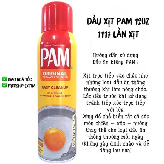 Dầu ăn kiêng 0 calo dạng xịt pam chính hãng 8oz, 12oz - ảnh sản phẩm 4