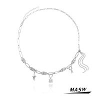 MASW Original Design One Layer Chain Necklace 2021 New Trend Geometric ss Metal AAA Zircon Pendant Necklace For Women Jewelry