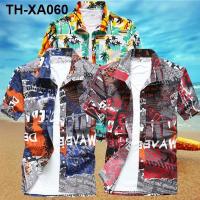 Hawaii beach flower sanya hainan new handsome coat of Kong Macao and style quick-drying half sleeve shirts with short sleeves