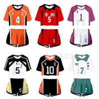 Anime Haikyuu Cosplay Costume Shiratorizawa Academy Ushijima Wakatoshi Tendo Satori Tracksuit Women Two Piece Set Top And Shorts