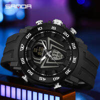 SANDA เทรนด์แฟชั่น Creative Spider Dial ชายและหญิงนาฬิกาดิจิตอลควอตซ์ Dual Display ปฏิทินที่สมบูรณ์ Chrono Sport Watch