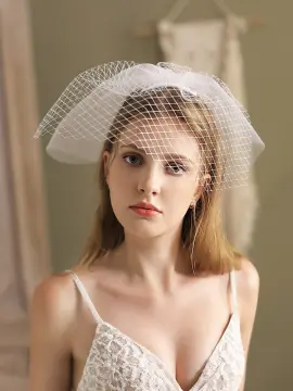 TOPQUEEN VA12 Bridal Birdcage Veil Detachable Wedding Blusher Veil