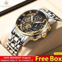 ZZOOI WISHDOIT Original Watch for Mens Waterproof Stainless Steel Quartz Analog Fashion Business Sun Moon Star Wristwatches Top Brand