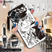 Jizetin OPPO A58 4G สายคล้องแหวนใส่นิ้วกันกระแทกอะนิเมะหนึ่งชิ้น Luffy Ace Zoro Sabo Sanji เคสสั่งซื้อเคส TPU แบบนิ่มเคสโทรศัพท์ซิลิโคน