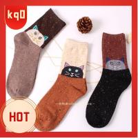 KQ0 1 Pair Casual Women Cartoon Cute Animal Print Thick Warm Cat Deer Owl Wool Socks