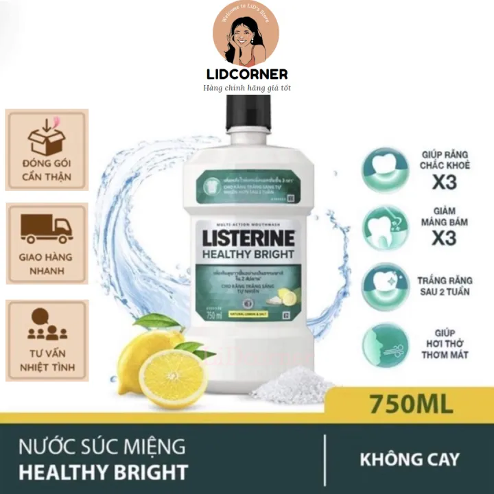 Nước súc miệng Listerine Healthy Bright/ Green tea/Tartar 750ml