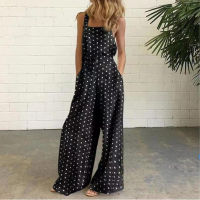 Print Jumpsuit Overalls For Women Casual Wide Leg Rompers  Summer Vintage Floral Dot Plus Size 3XL Loose Jumpsuits Woman