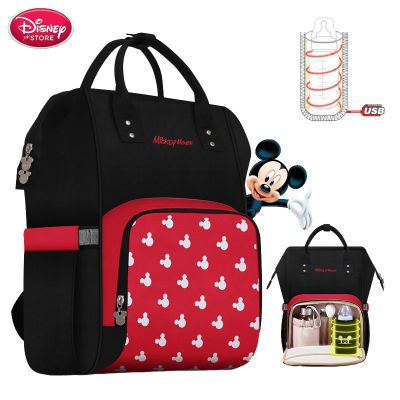 Disney Diaper Bag Backpack USB Bottle Insulation Bags Minnie Mickey Big Capacity Travel Oxford Feeding Baby Mummy Handba