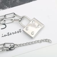 [COD] and cold style titanium steel lock pendant hip-hop long punk chain necklace collarbone men women