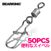 BEARKING 50PCS PIKE Fishhook Lure อุปกรณ์ตกปลา Connector แบริ่งพิน Rolling หมุนสแตนเลสสตีล Snap Swivels Tackle-hexinge