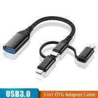 3in1 2in1 USB 3.0 OTG Adapter Cable For iPhone 8-Pin/Type C/Micro USB 3in1 Data Converter for Samsung Huawei Xiaomi Mouse Camera