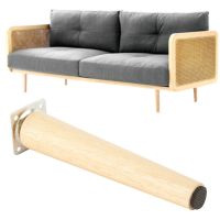 hotx【DT】 4 Pcs Wood Legs Slanting Straight Feet Sofa Table Cabinet Leg with Metal Plates Screws 8/15/20cm