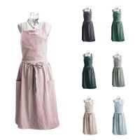 ✴☃ Nordic Style Florist Apron Cotton Korean Style Pleated Apron With Pockets For Gardening Coffee Shop Kitchen Aprons Cooking Apron