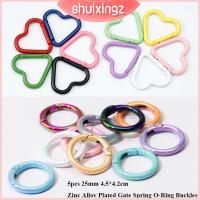 SHUIXINGZ 5pcs 25มม. 4.54.2ซม. หัวเข็มขัดโอริงสำหรับฤดูใบไม้ผลิ กลม/รูปหัวใจ หลากสีหลายสี Carabiner ที่มีคุณภาพสูง ประตูชุบเคลือบ กระเป๋าถือกระเป๋าเงิน