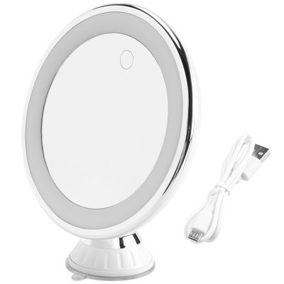 Makeup Magnifying Mirror Vanity Mirror 10X Magnify with Lights and Suction Cups&Easy Install 360 Swivel Dual-Use Rechargeable/Battery