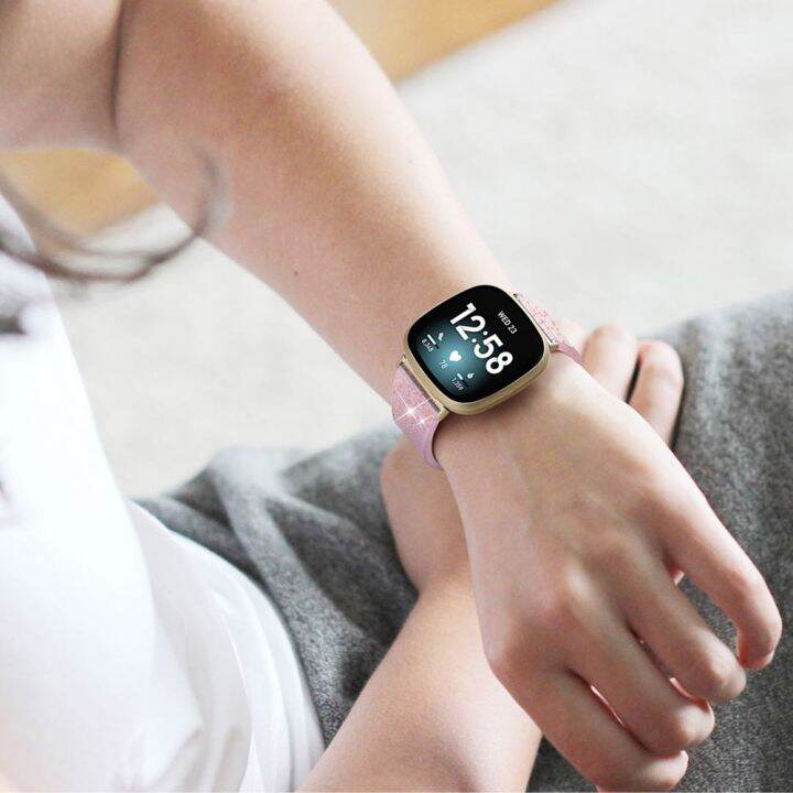 สำหรับ-fitbit-versa-4-sense-2สายนาฬิกาข้อมือ-tpu-เคสลายกากเพชรอเนกประสงค์-สีดำ