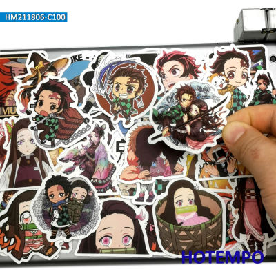100pcs Demon Slayer Style Cartoon TV Matte Stickers Pack Toy for Kid DIY Phone Laptop Suitcase Stationery Bike Car Anime Sticker