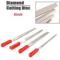 1pc 6in Diamond File Flat/Half Round/Triangle Diamond Coating Needle File Ceramic Rubber Handle For Wood Polishing Repair