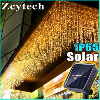 【hot sale】 ❀∈ B28 Lampu Raya Solar Icicle Curtain Light Waterproof Fairy String Lights Eaves Decor 8 modes with 16Drops for Outdoor Curtains Wedding Party Hallowee Stair Decor