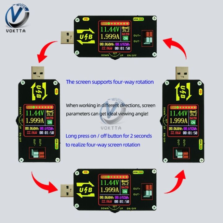 xy-umpd-usb-color-screen-charging-tester-digital-usb-buck-boost-converter-power-supply-module-voltage-current-meter-tester