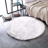 พรมเฟอร์วงกลมสีขาวขนสั้น มีหลายขนาด 30-180 ซม พรมขนมิ้ง White Circle Fur Faux Rug Carpet พรมปูพื้น พรมขนเฟอร์ พรมขนสัตว์เทียม พรม พรมเฟอร์