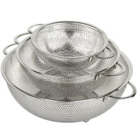 Stainless Steel Drain Basket Colander Fruit Rice Vegetable Washing Basket Strainer Drainer with Handle Kitchen Storage Tools