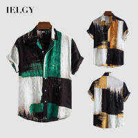 IELGY เสื้อเชิ้ตแขนสั้นพิมพ์ลายชายหาดสำหรับผู้ชายผู้ชาย