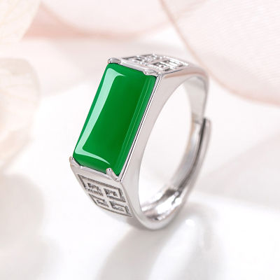 [COD] แหวนผู้ชายสไตล์ชนเผ่าสีเขียวโมราสีดำแหวนผู้ชายและผู้หญิง . ชุบทองคำขาว ， นกกางเขนโรงงานสินค้า