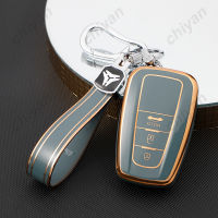 TPU Soft Smart Car Key Case Cover Chain Remote Fob Holder Shell สำหรับ Toyota Corolla Altis Cross CHR RAV4 Camry Prius Harrier Land Cruiser Prado 86 GT86พวงกุญแจ Protector