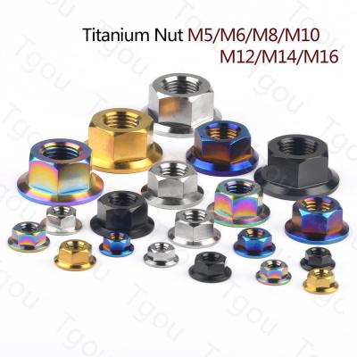 Tgou Titanium Nut M5/M6/M8/M10/M12/M14/M16 Flange Nuts Tc4 Motorcycle Modification Nails Screws Fasteners