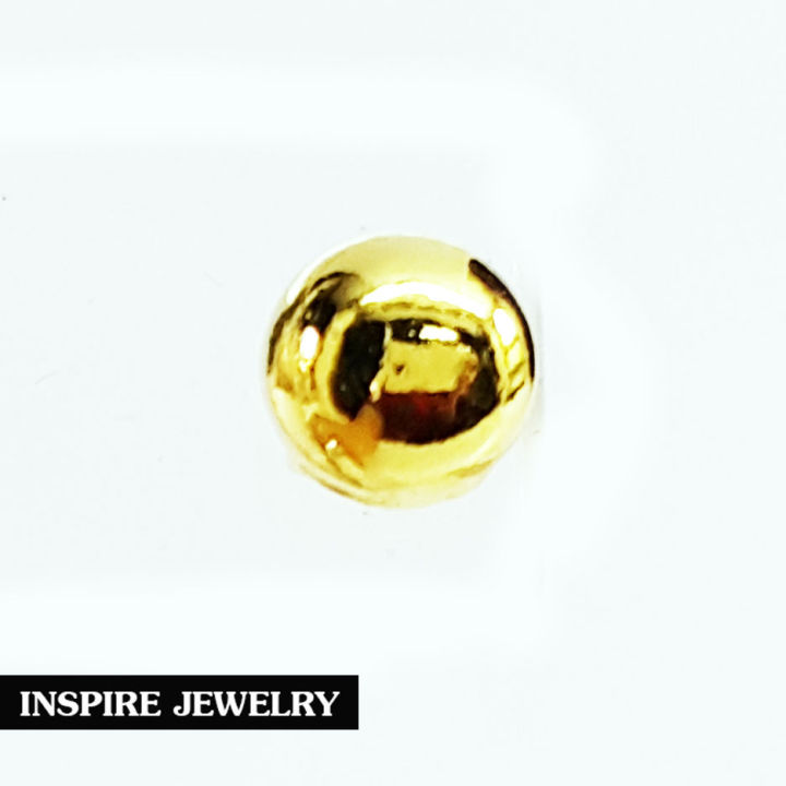 inspire-jewelry-ต่างหูรูปทองกลมขัดเงา-ปักก้าน-งานจิวเวลลี่-งานแบบร้านทอง
