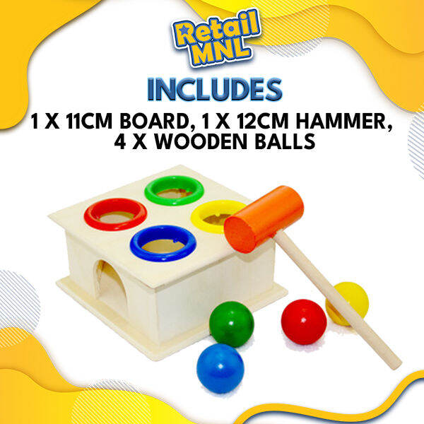 Retailmnl Whac A Mole Hammer and Balls Wooden Hammer Case Toy