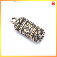 Hassanne Hollow brass Buddha Sutra กระบอกจี้พวงกุญแจสร้อยคอเครื่องประดับกล่องยา