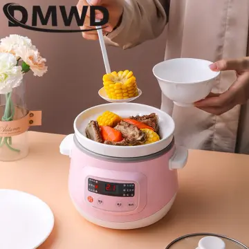 DMWD 1.5L Electric Mini Slow Cooker Stew Soup Porridge Health Pot