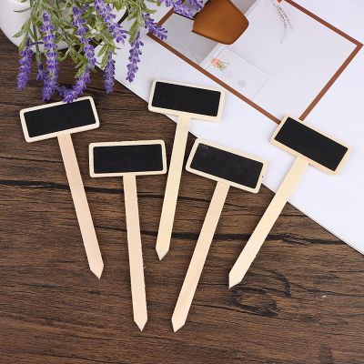 ﹉◘☌ 10Pcs Mini Plant Labels Wooden Chalkboard Plant Markers Blackboard Signs Garden Flowers Plants Tags Garden Decoration Tools