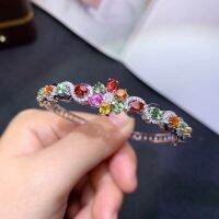 RUZZALLATI 2022ข้อมือสีเงินมาใหม่ล่าสุดพร้อมหัวเข็มขัดเครื่องประดับลูกบาศก์หลากสี