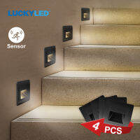 LUCKYLED Wall Lamp Recessed Led Wall Light with Motion Sensor AC110V 220V Indoor Stair Case Light Stairway Pathway Hallway Lamp