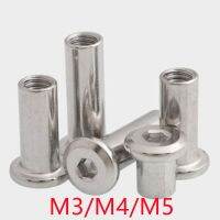 [A TOOL] 5/10pcsM4 M5 304ขนาดใหญ่ FlatHexagonHeadRivet Connector ใส่ Joint Sleeve Cap Nut