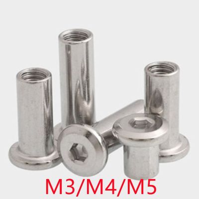 5/10pcs M3 M4 M5 304 Stainless Steel Large Flat Hex Hexagon Socket Head Furniture Rivet Connector Insert Joint Sleeve Cap Nut