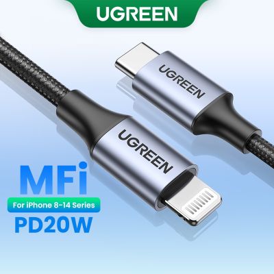 Ugreen MFI สายเคเบิลข้อมูล USB C 20W PD ชาร์จเร็ว สําหรับ iPhone 14 14 Max 14 Pro Pro Max