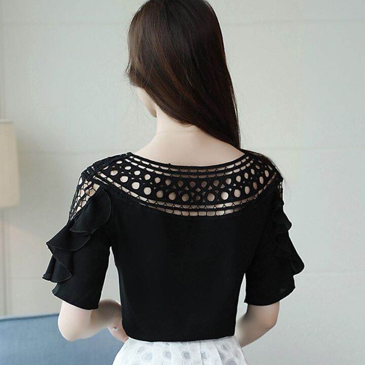 korean-fashion-lace-shirt-summer-chiffon-blouse-hollow-off-shoulder-tops-women