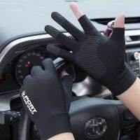 ✔♕ Sports Golf Ice Silk Riding Driving Gloves Two-Finger Fishing Gloves Non-Slip Fitness High-Elastic Ultraviolet Protection Gloves