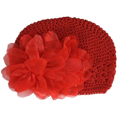 Cute Baby Flower Cotton Cap (Red)