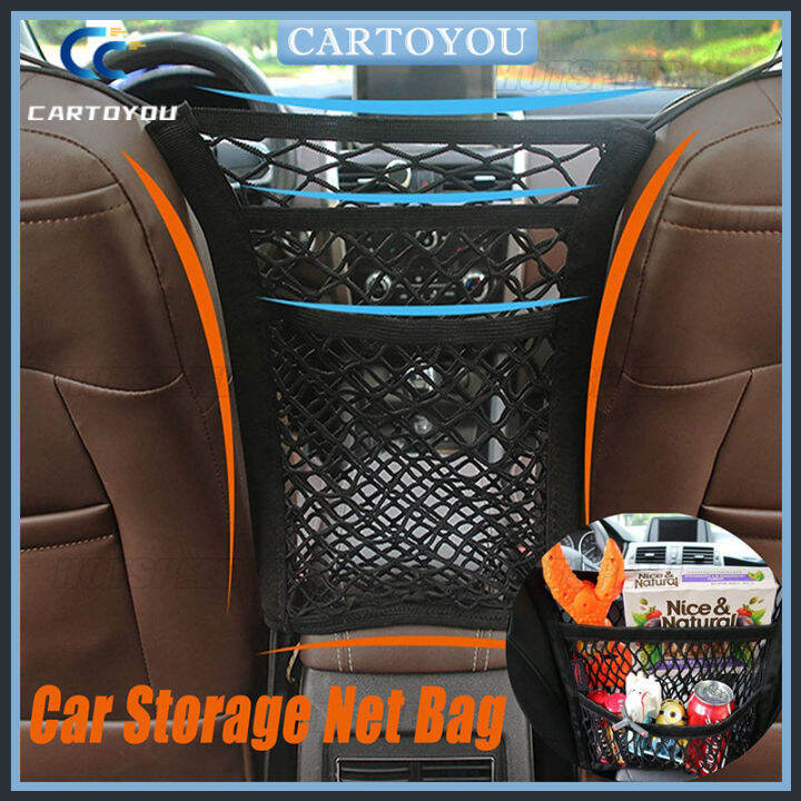 Car Net Bag，Car Universal 3 layers Net Pocket Handbag Holder Seat Back