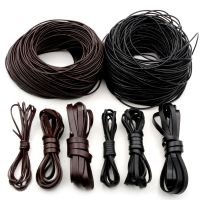 ✟ 2-5m/lot 1-8mm Genuine Cow Leather Round/Flat Strand Thong Cord DIY Bracelet Findings Rope String For Jewelry Making Accessories